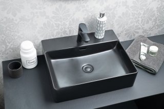 VAIDA Umivalnik iz keramike 500 x 130 x 420 mm črna mat