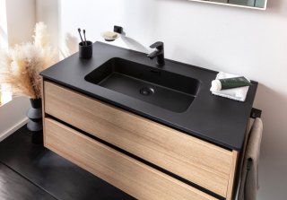 VITA umivalnik iz litega marmorja 1010 x 158 x 465 mm črna mat