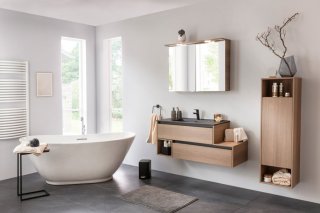 VITA L-omara pod umivalnikom, leva 1285 x 500 x 460 mm Summer-Oak, črna letev