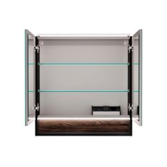 B.PARIS LED ogledalo z omarico 700 x 718 x 156 mm črna mat/Rigoletto Eiche
