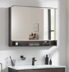 B.PARIS LED ogledalo z omarico 900 x 718 x 156 mm črna mat/Rigoletto Eiche