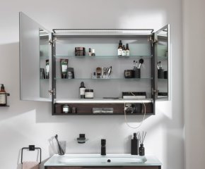 B.PARIS LED ogledalo z omarico 900 x 718 x 156 mm črna mat/Rigoletto Eiche