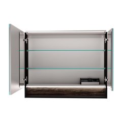B.PARIS LED ogledalo z omarico 900 x 718 x 156 mm črna mat/Rigoletto Eiche