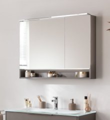 B.PARIS LED ogledalo z omarico 900 x 718 x 156 mm Cubanit siva