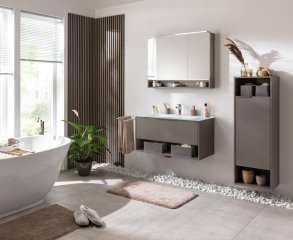 B.PARIS LED ogledalo z omarico 900 x 718 x 156 mm Cubanit siva