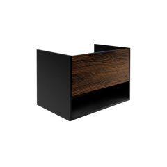 B.PARIS set z umivalnikom iz stekla 705 mm črna mat/Rigoletto Eiche