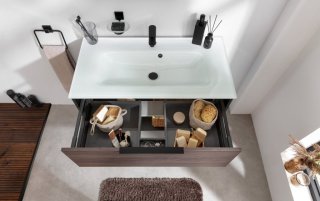 B.PARIS set z umivalnikom iz stekla 905 mm črna mat/Rigoletto Eiche