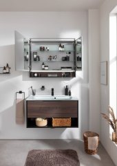 B.PARIS set z umivalnikom iz stekla 905 mm črna mat/Rigoletto Eiche