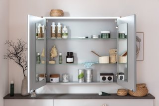 VERONA LED ogledalo z omarico 800 x 683 x 165 mm bela sijaj