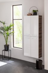 VERONA dvojna visoka omara z notranjim predalom 600 x 1620 x 318 mm oreh/bela visoki sijaj