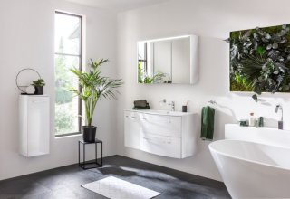 VERONA omara pod umivalnikom, leva 350 x 575 x 397 mm bela sijaj/bela visoki sijaj