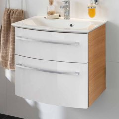 B.Style set omara pod umivalnikom in umivalnik iz litega marmorja 632 x 122 x 460 mm peščeni hrast/bela