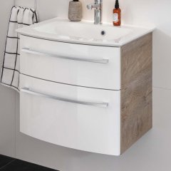 B.Style set omara pod umivalnikom in umivalnik iz litega marmorja 632 x 122 x 460 mm naravni hrast/bela