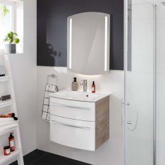 B.Style set omara pod umivalnikom in umivalnik iz litega marmorja 632 x 122 x 460 mm naravni hrast/bela