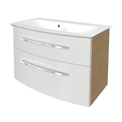 B.Style set omara pod umivalnikom in umivalnik iz litega marmorja 832 x 122 x 478 mm peščeni hrast/bela