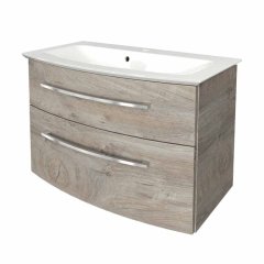 B.Style set omara pod umivalnikom in umivalnik iz litega marmorja 832 x 122 x 478 mm naravni hrast/naravni hrast