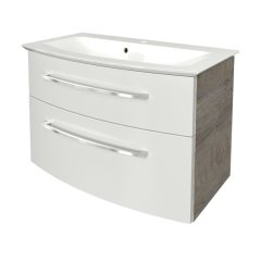 B.Style set omara pod umivalnikom in umivalnik iz litega marmorja 832 x 122 x 478 mm peščeni hrast/bela