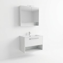 SMART 80 3-delni set Omarica z ogledalom + Umivalnik z omarico BELA MAT