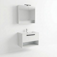 SMART 80 3-delni set Omarica z ogledalom + Umivalnik z omarico BELA MAT