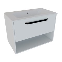 SMART 80 3-delni set Omarica z ogledalom + Umivalnik z omarico BELA MAT