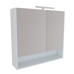 SMART 80 4 delni set Omarica z ogledalom + Umivalnik z omarico + Visoka omara BELA MAT