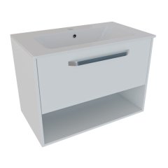 SMART 80 4 delni set Omarica z ogledalom + Umivalnik z omarico + Visoka omara BELA MAT