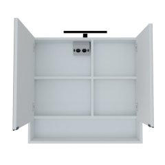 SMART 80 4 delni set Omarica z ogledalom + Umivalnik z omarico + Visoka omara BELA MAT