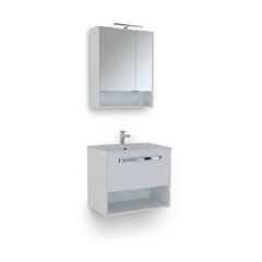 SMART 60 3-delni set Omarica z ogledalom + Umivalnik z omarico BELA MAT 