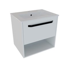 SMART 60 3-delni set Omarica z ogledalom + Umivalnik z omarico BELA MAT 