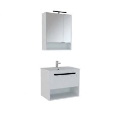 SMART 60 3-delni set Omarica z ogledalom + Umivalnik z omarico BELA MAT 