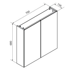FM Compact Line Ogledalo z omarico 700 x 680 x 156 mm, Sonoma-Eiche