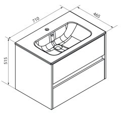 FM Umivalnik z omarico pod umivalnikom 710 x 170 x 465, Lindberg Eiche