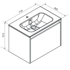 FM Compact Line Umivalnik z omarico pod umivalnikom 710 x 170 x 465, Kaschmir