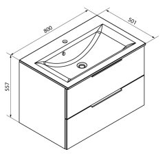 FM B.Brillant Umivalnik in omara pod umivalnikom, Ast-Eiche/Bela