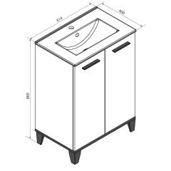 FM TE-A Set Umivalnik keramični in Omara pod umivalnikom 61x85x40cm, Bela