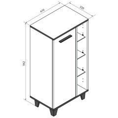 FM TE-A Midi omara 47x94x32 cm, Bela mat
