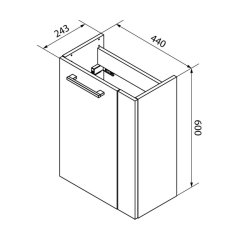 FM Omarica pod umivalnikom, 44x60x24 cm, Leva, Dark-Oak/Bela
