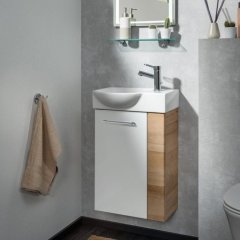 FM Omarica pod umivalnikom, 44x60x24 cm, Leva, Ast-Eiche/Bela