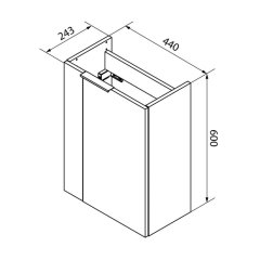 FM Omarica pod umivalnikom, 44x60x24 cm, Desna, Graueiche/Belo