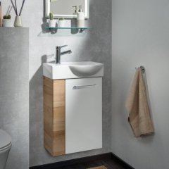 FM Omarica pod umivalnikom, 44x60x24 cm, Desna, Ast-Eiche/Bela