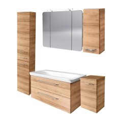 FM Milano Set Omarica z umivalnikom + ogledalo z omarico + visoka omara + 2x midi omara, 6 delni