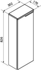 FM Luna Midi omara slim, 302 x 826 x 170 mm, Bela