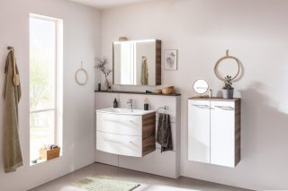 VERONA Midi omara s košem, 2 vrata, 602x826x320, Oreh/Bela