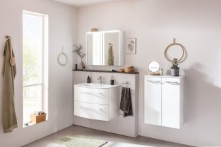 VERONA Midi omara s košem, 2 vrata, 602x826x320, Bela/Bela
