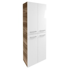VERONA Visoka omara s košem, 4 vrata, 600x1620x318, Oreh/Bela