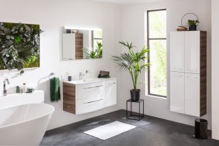VERONA Visoka omara s košem, 4 vrata, 600x1620x318, Oreh/Bela