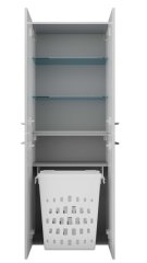 VERONA Visoka omara s košem, 4 vrata, 600x1620x318, Bela/Bela