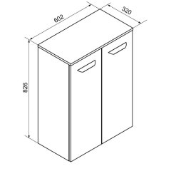 LUXOR Midi omara s košem, 2 vrata, 602x826x320, Steinesche/Bela