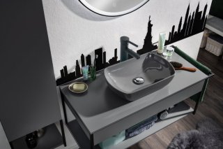 NEW YORK umivalnik iz keramike 500 x 118 x 310 mm siva