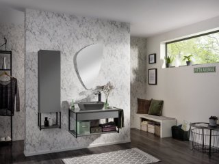 NEW YORK umivalnik iz keramike 500 x 118 x 310 mm siva